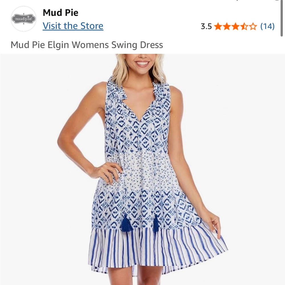 Mud Pie Elgin Women’s Blue and White Mini Dress